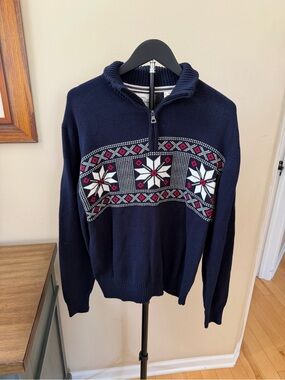 Weatherproof Vintage‎ Mens Medium Fair Isle 1/4 Zip Nordic Sweater